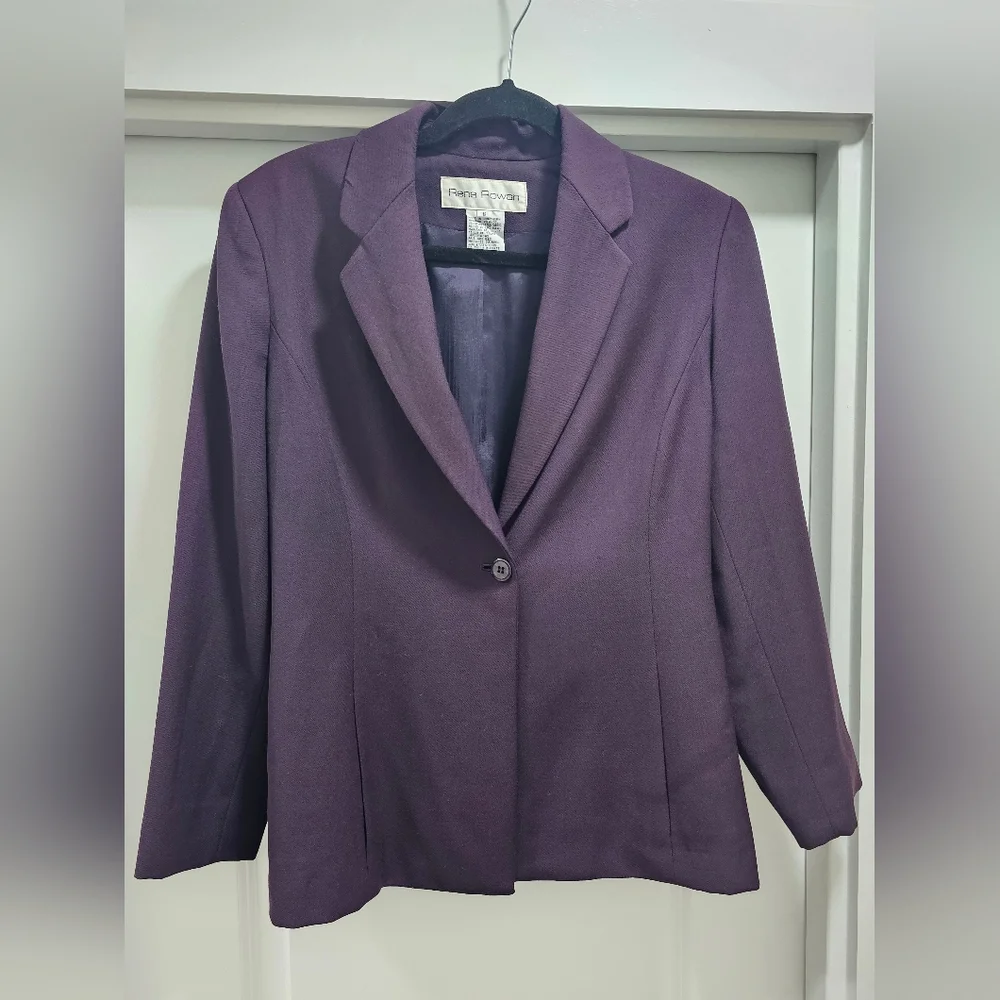 Rena Rowan Purple 100% Wool Notch Lapel Blazer Jacket Women's Size 6 - Picture 1 of 8